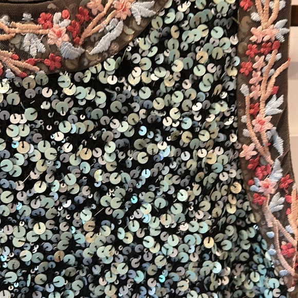 Anthropology! Carin Bahl astronomy black sequin sleeveless shift dress size 8 - Picture 2 of 9